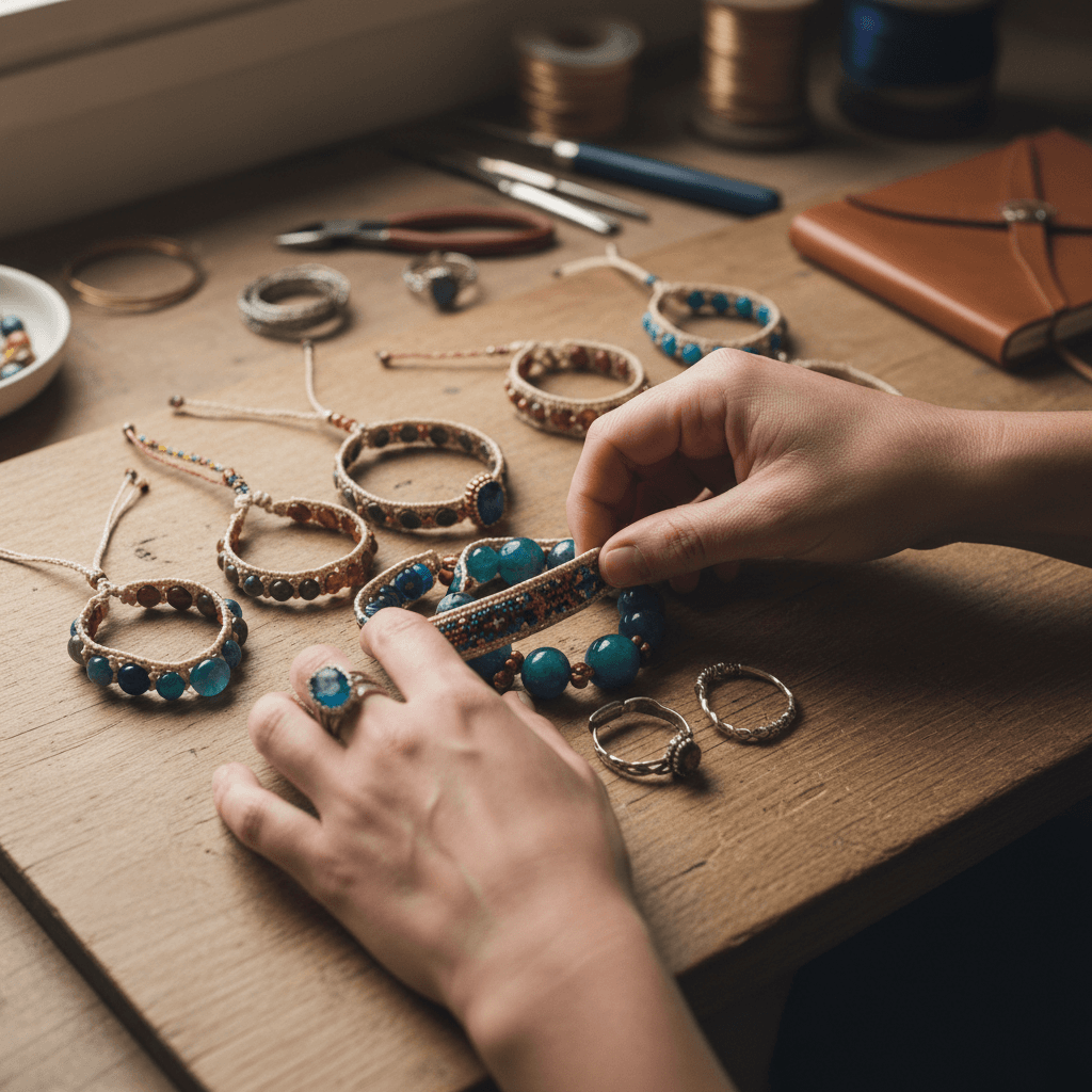 Customers browsing jewelry at a Chicago maker market