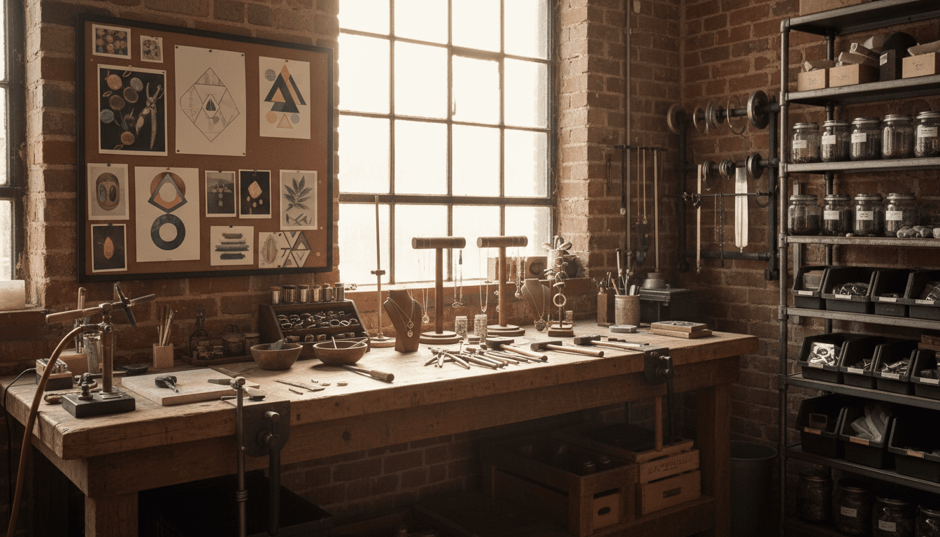 Single jeweler's workbench with organized tools in a Chicago workshop