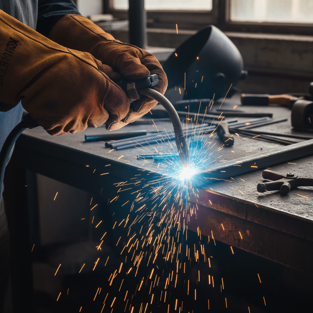 Jeweler soldering a ring shank with a precision torch